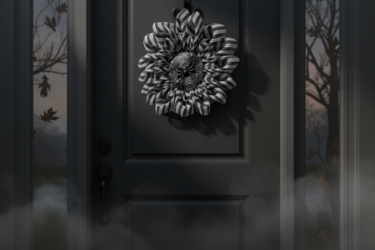 Black & White Spider Wreath on Door