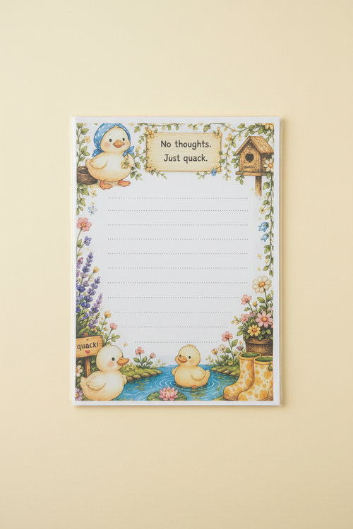 No Thoughts Duck Notepad on Soft White